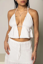 Load image in gallery, Textured triangle tank top in organic cotton - Girl Crush